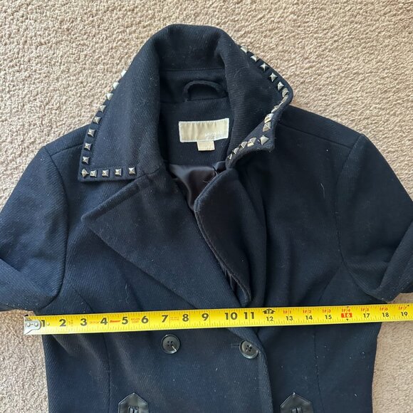 Michael Kors Pea Coat Womens 4 Double Breast Navy Blue Wool Polyester - Picture 11 of 14